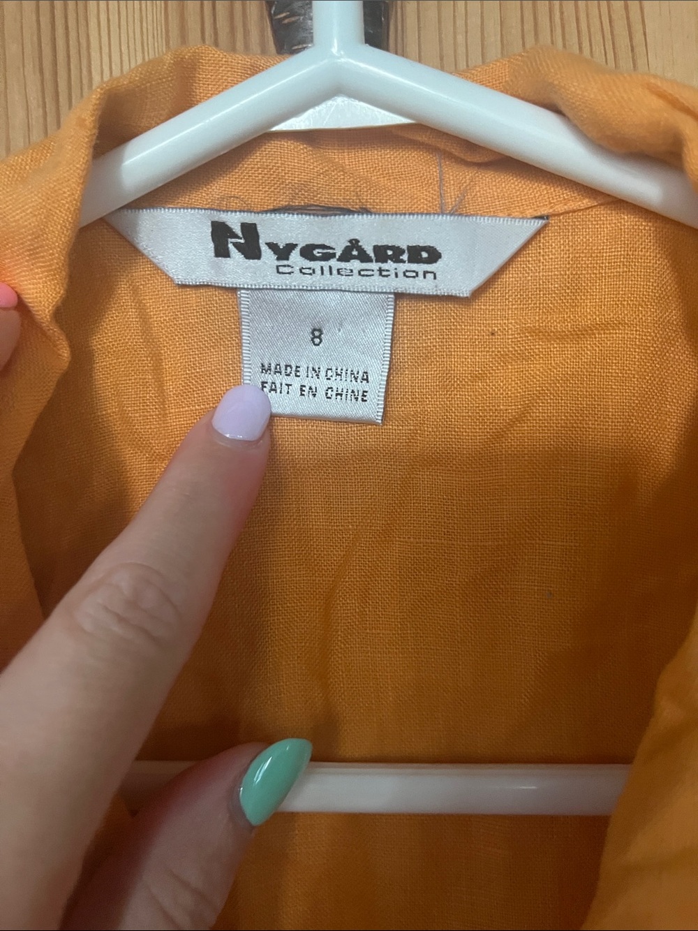 Nygard Orange Short-Sleeve Linen Shirt (size 8)